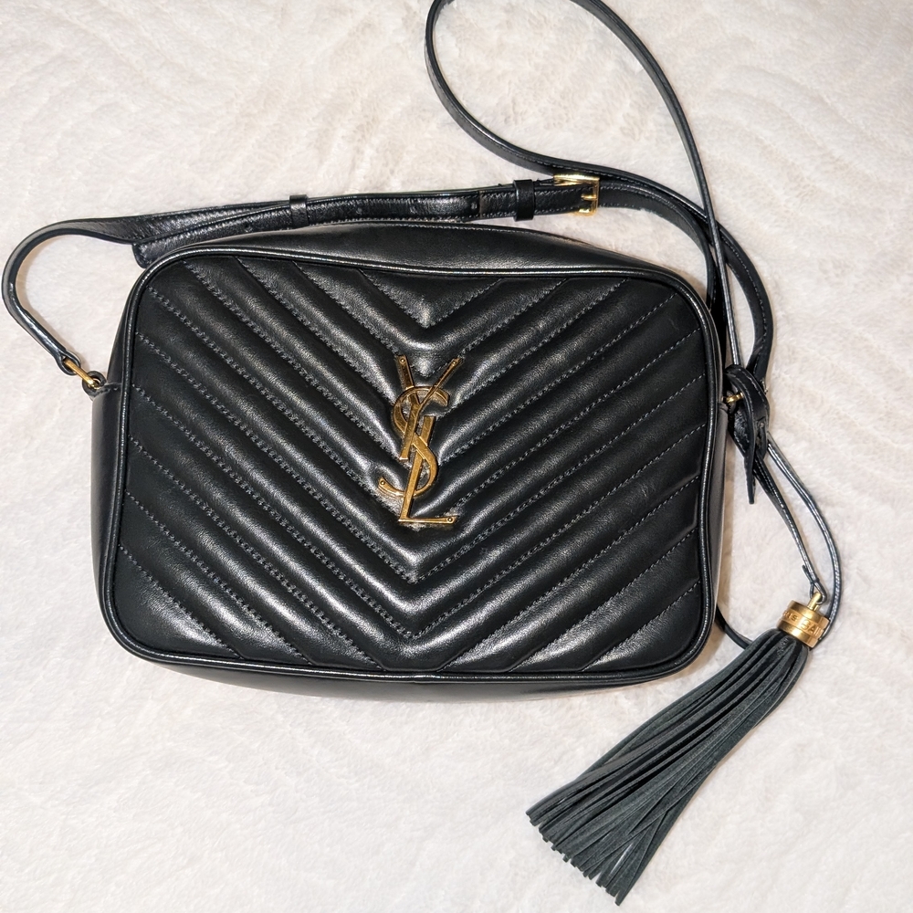 Yves Saint Laurent Dark Green Chevron Crossbody Bag ,No